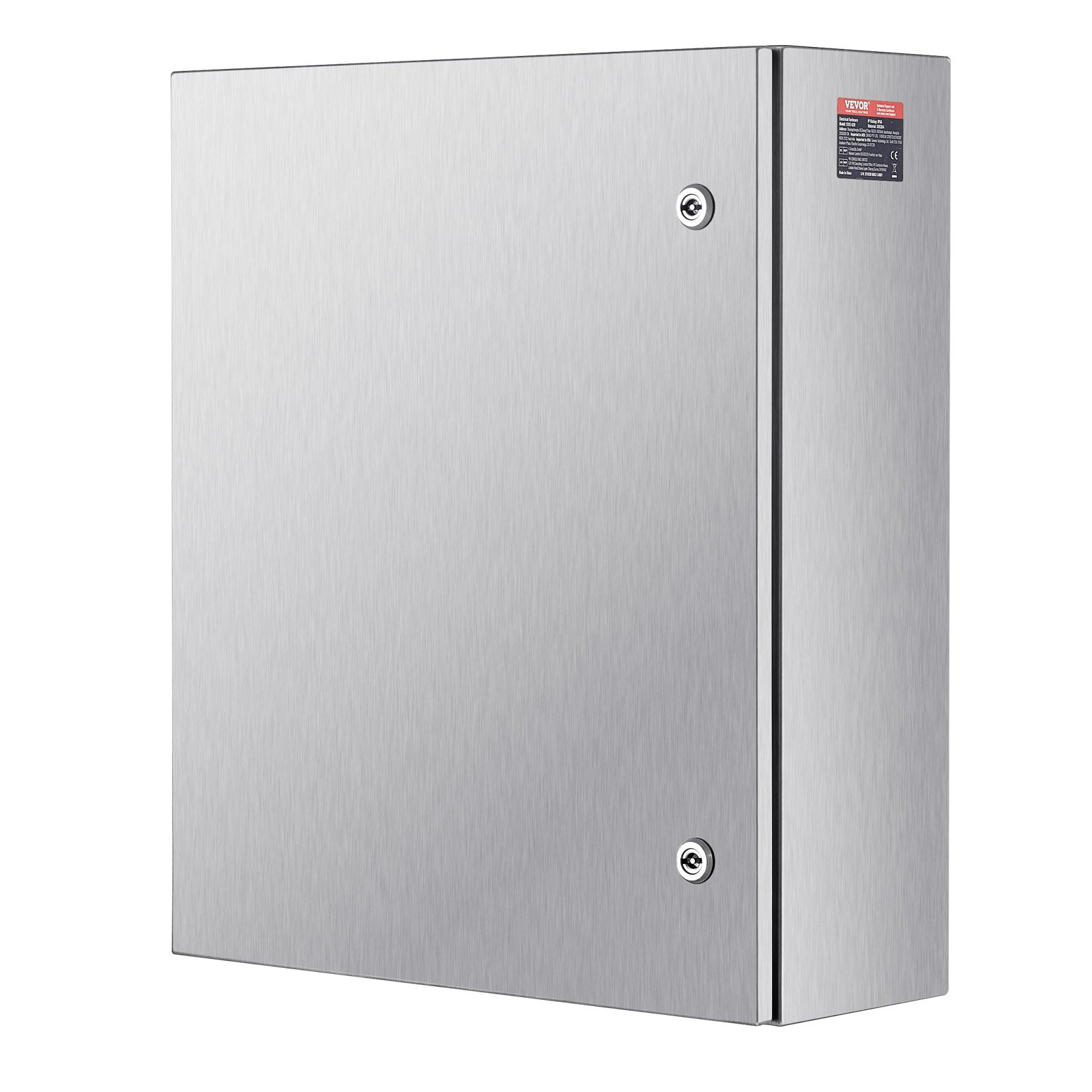 VEVOR Schaltschrank Elektroverteilerkasten, 600x500x200 mm, Edelstahl 304, Wandmontage, für elektrische und elektronische Außengeräte, Montageplatte, Scharniere, Schloss, Schutzart IP66
