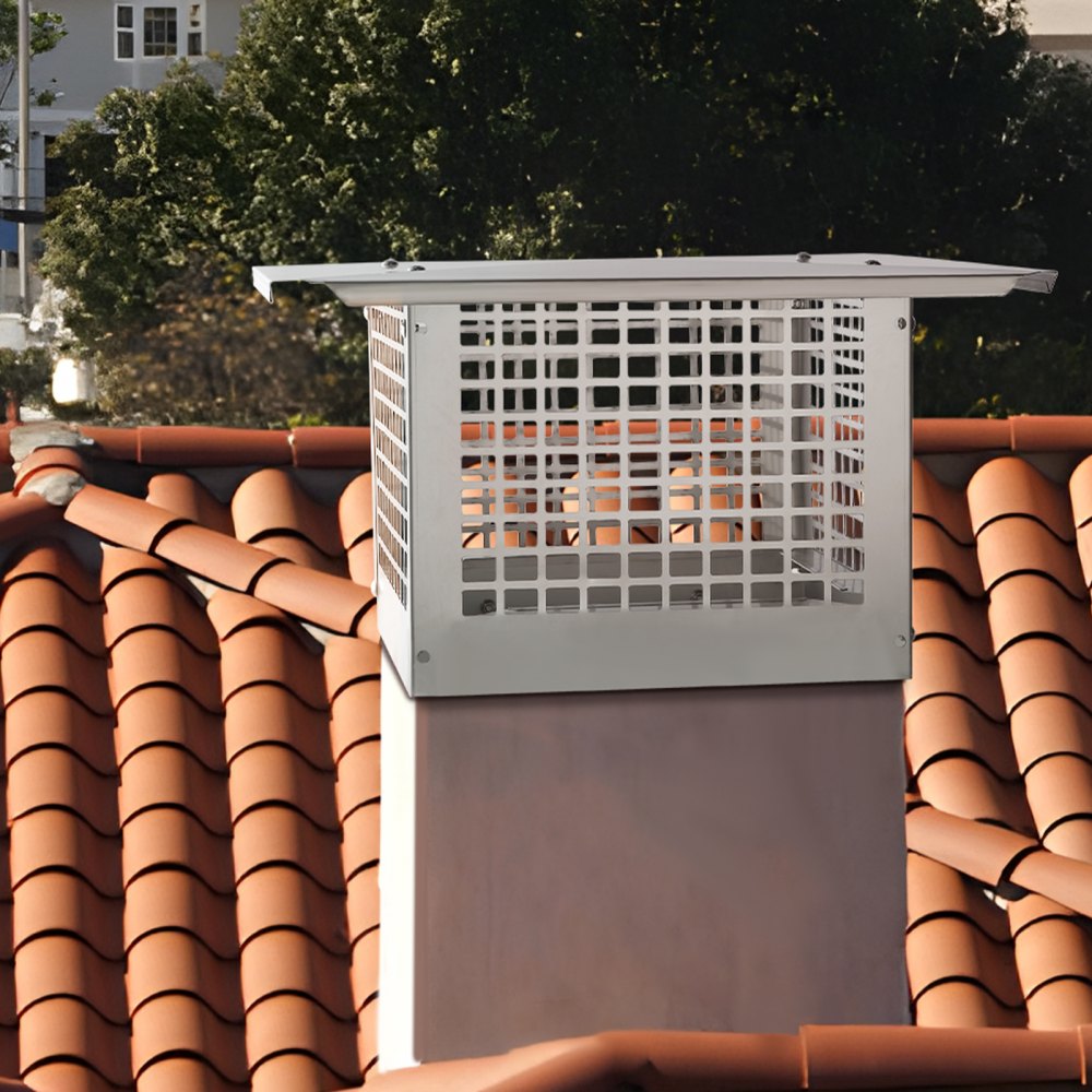 VEVOR Schornsteinabdeckung Edelstahl 304 Kaminhaube 582x582x245mm Kaminabdeckung Vogelschutz Regenhaube Schornsteinhaube 2 Installationsmethode Kaminhut kompatibel mit verschiedenen Schornsteintypen