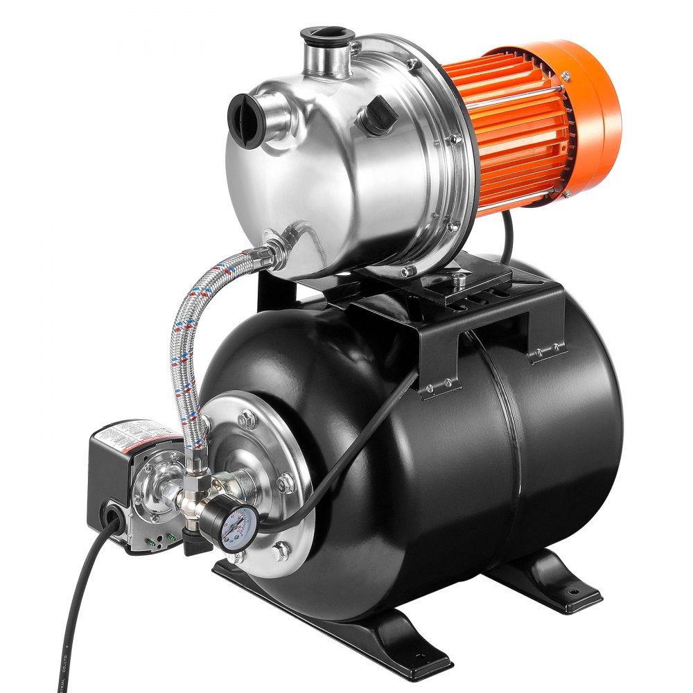 VEVOR 1176 W Gartenpumpe, 5600 L/H, automatische Bewässerungspumpe mit 50 m Förderhöhe, Kreiselpumpe mit 30/50 PSI Druckschalter, Flachbrunnenpumpe, Edelstahl-Pumpenkopf für Hausgarten & Rasen