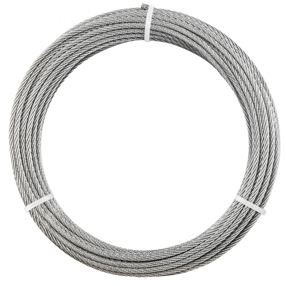 VEVOR Edelstahldrahtseil φ3,2 mm 12,2 m Länge, Drahtseil aus Edelstahl 316 mit einer Bruchlast von 7,1 kN, Stahldraht 7x7 Litzen, Geländerseil für Terrassengeländer, Gartenspaliere