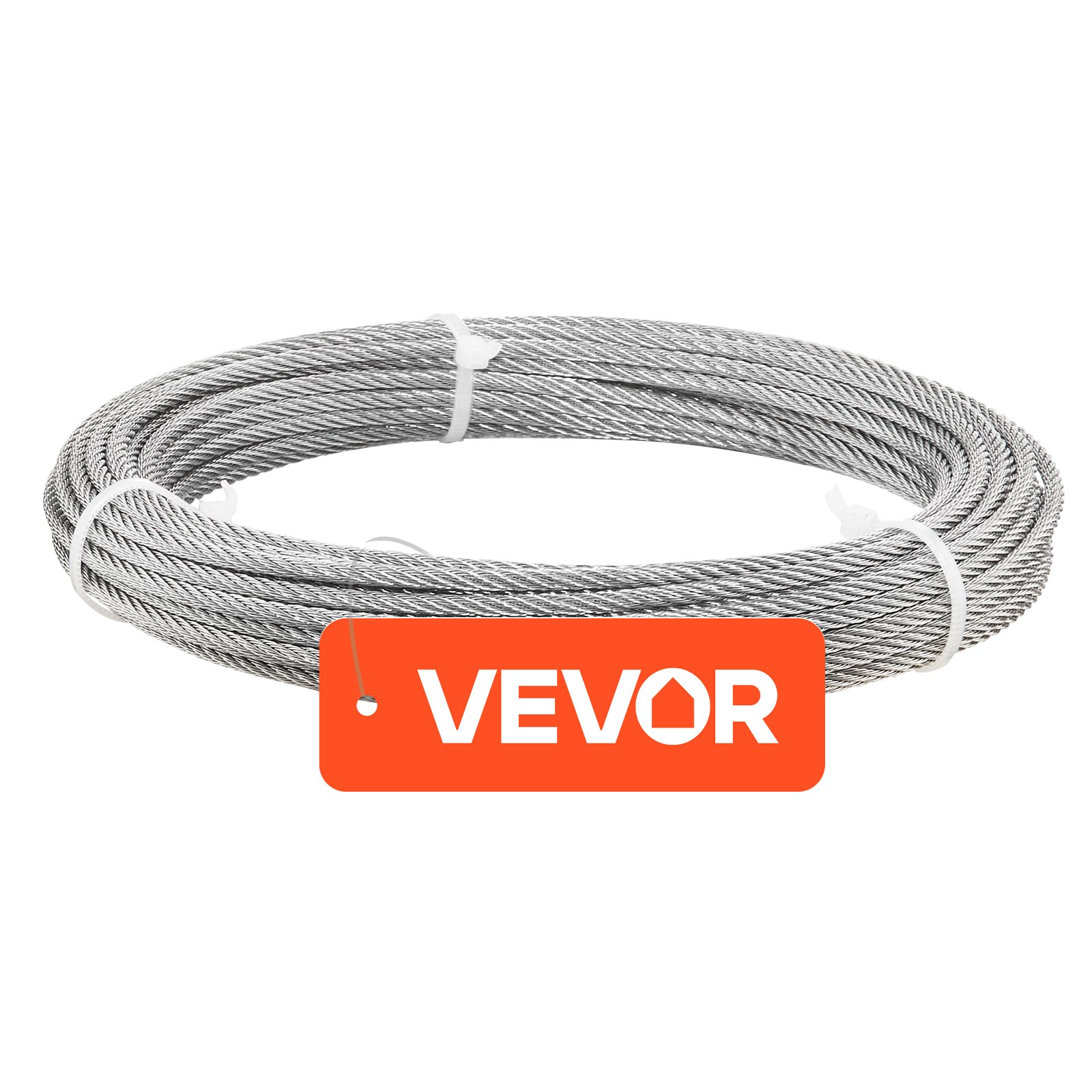 VEVOR Edelstahldrahtseil φ3,2 mm 12,2 m Länge, Drahtseil aus Edelstahl 316 mit einer Bruchlast von 7,1 kN, Stahldraht 7x7 Litzen, Geländerseil für Terrassengeländer, Gartenspaliere