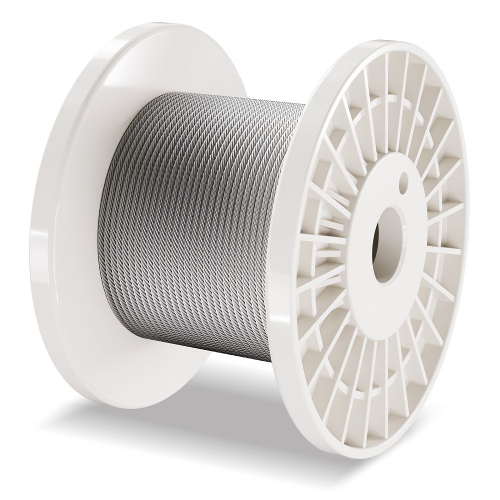 VEVOR wire rope set, 3.18mm x 30.5m, 304 stainless steel cable, with 124 accessories, 7.1kN breaking strength, 7x7 strands, marine & aircraft grade, for handrails, stairs, terraces, outdoor fences