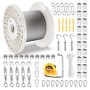 VEVOR Drahtseil-Set, Ф3,18mmx30,5m, 304 Edelstahlkabel, mit 124 Zubehörteilen, 7,1kN Bruchfestigkeit, 7x7 Litzen, Bauqualität für Marine & Flugzeuge, für Handläufe, Treppen, Terrassen, Zäune im Freien