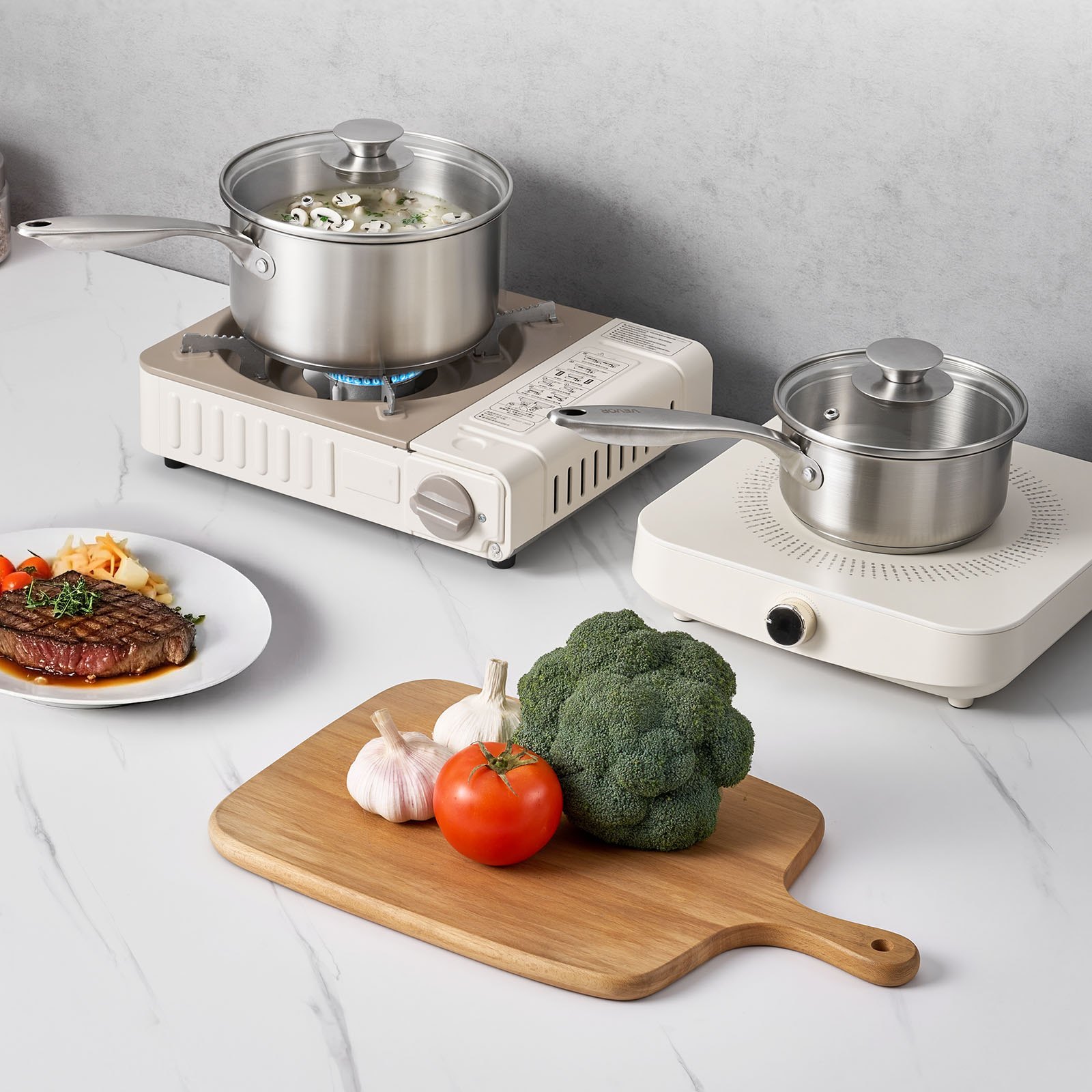 VEVOR Kochtopf Soßentopf Set (0,95+1,89+2,84 L) mit Glasdeckel, Suppentopf Gemüsetopf mit ergonomischem Griff, Milchtopf aus Edelstahl Gemüsetopf, Silber Mehrzwecktopf spülmaschinengeeignet