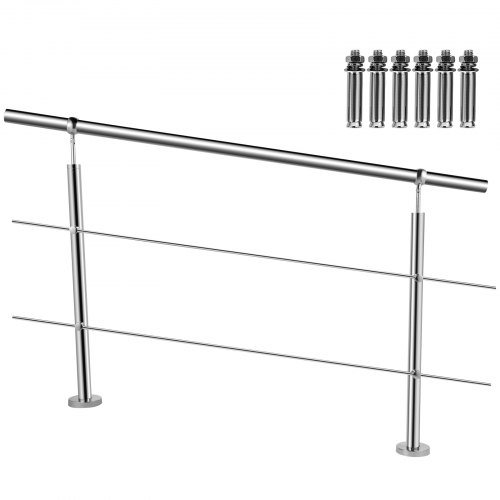 Vevor Treppengeländer Handlauf 2 Querstangen Boden Montieren Balkongeländer