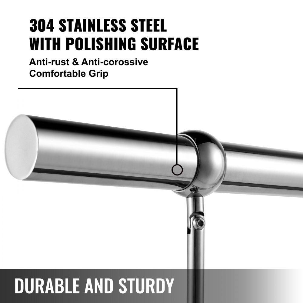 Vevor Treppengeländer Handlauf 2 Querstangen Boden Montieren Balkongeländer