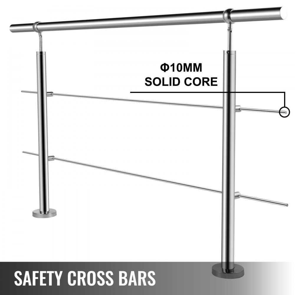 Vevor Treppengeländer Handlauf 2 Querstangen Boden Montieren Balkongeländer