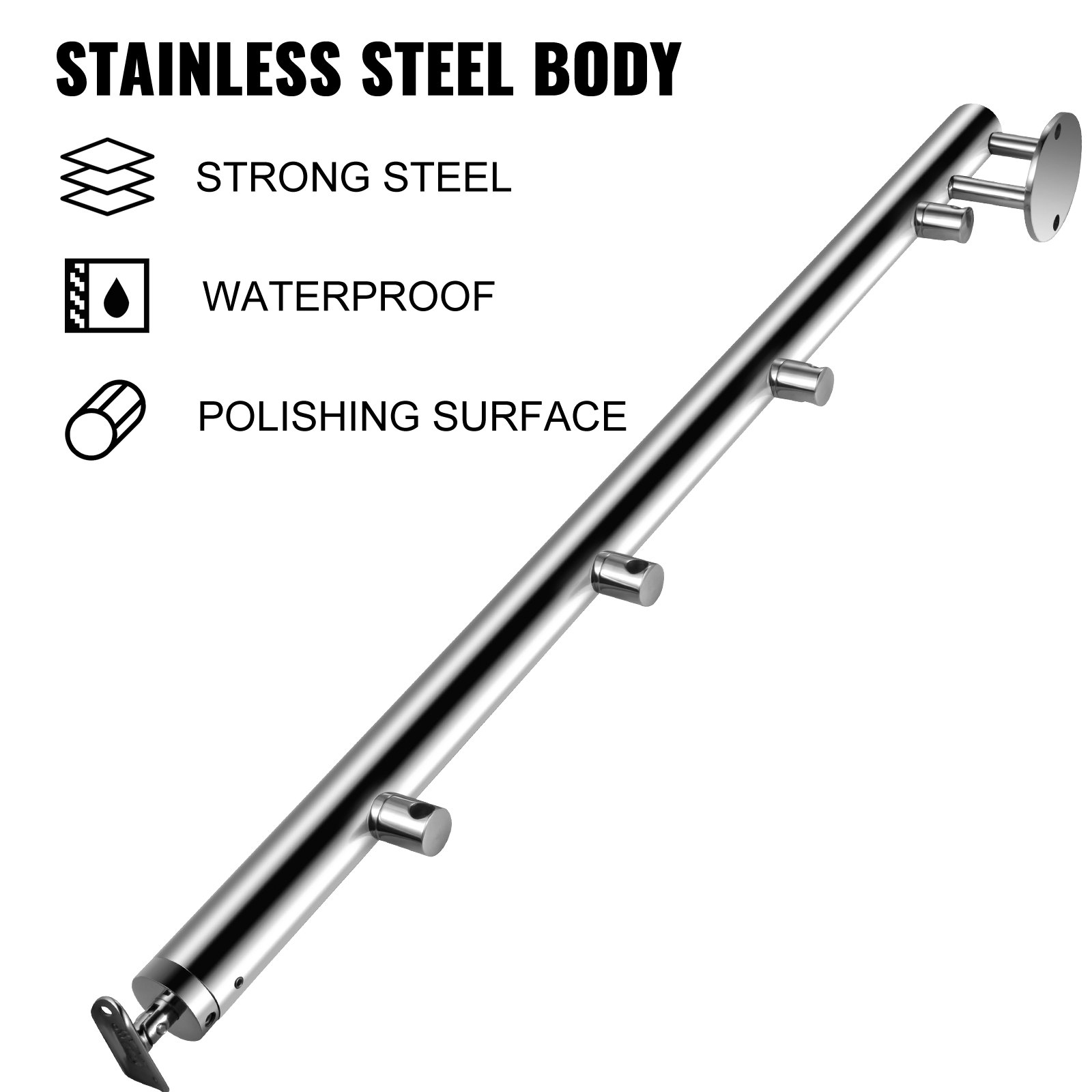 Vevor Geländerpfosten Edelstahl Pfosten Treppengeländer 100cm Mit 4 Querstangen