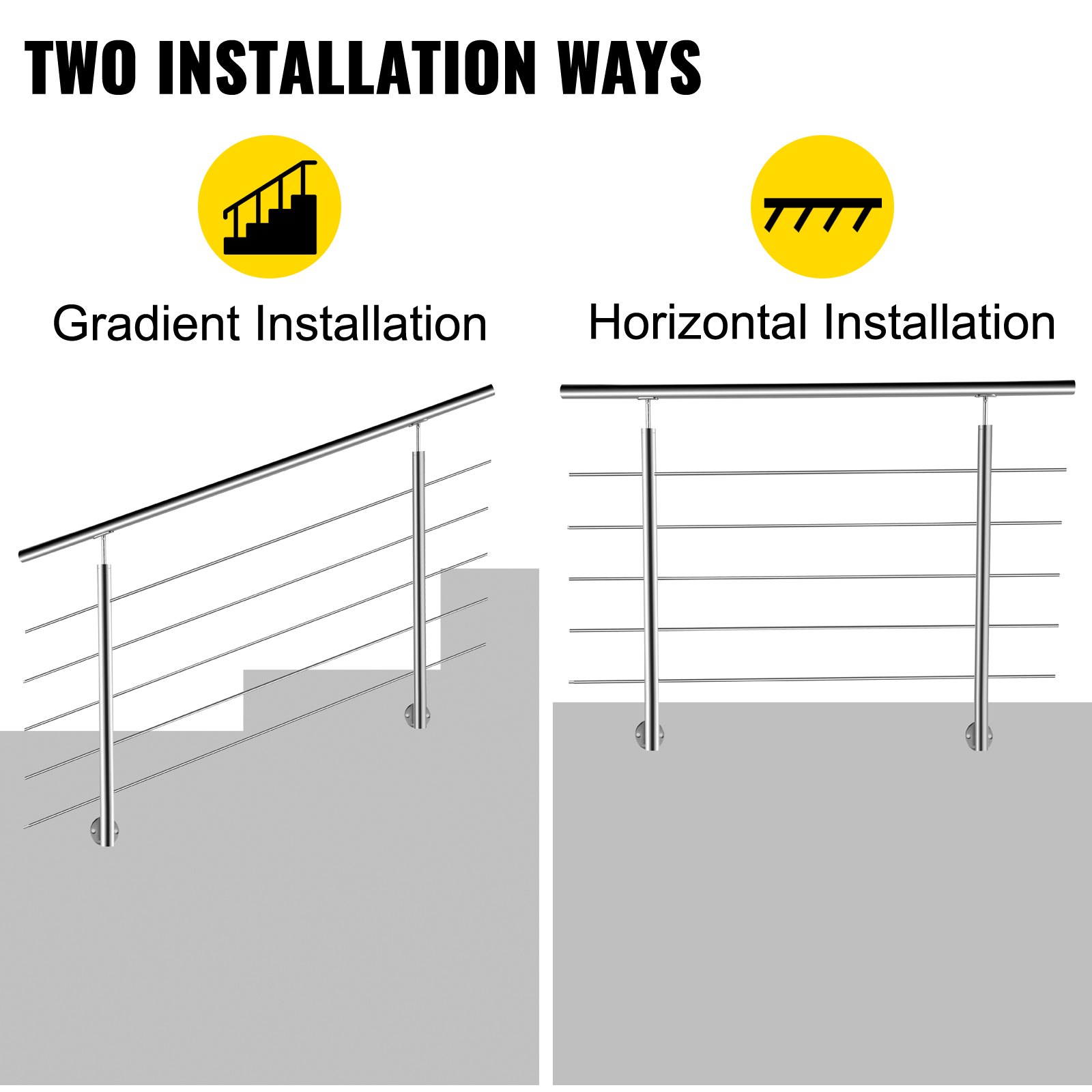Vevor Geländerpfosten Edelstahl Pfosten Treppengeländer 100cm Mit 4 Querstangen