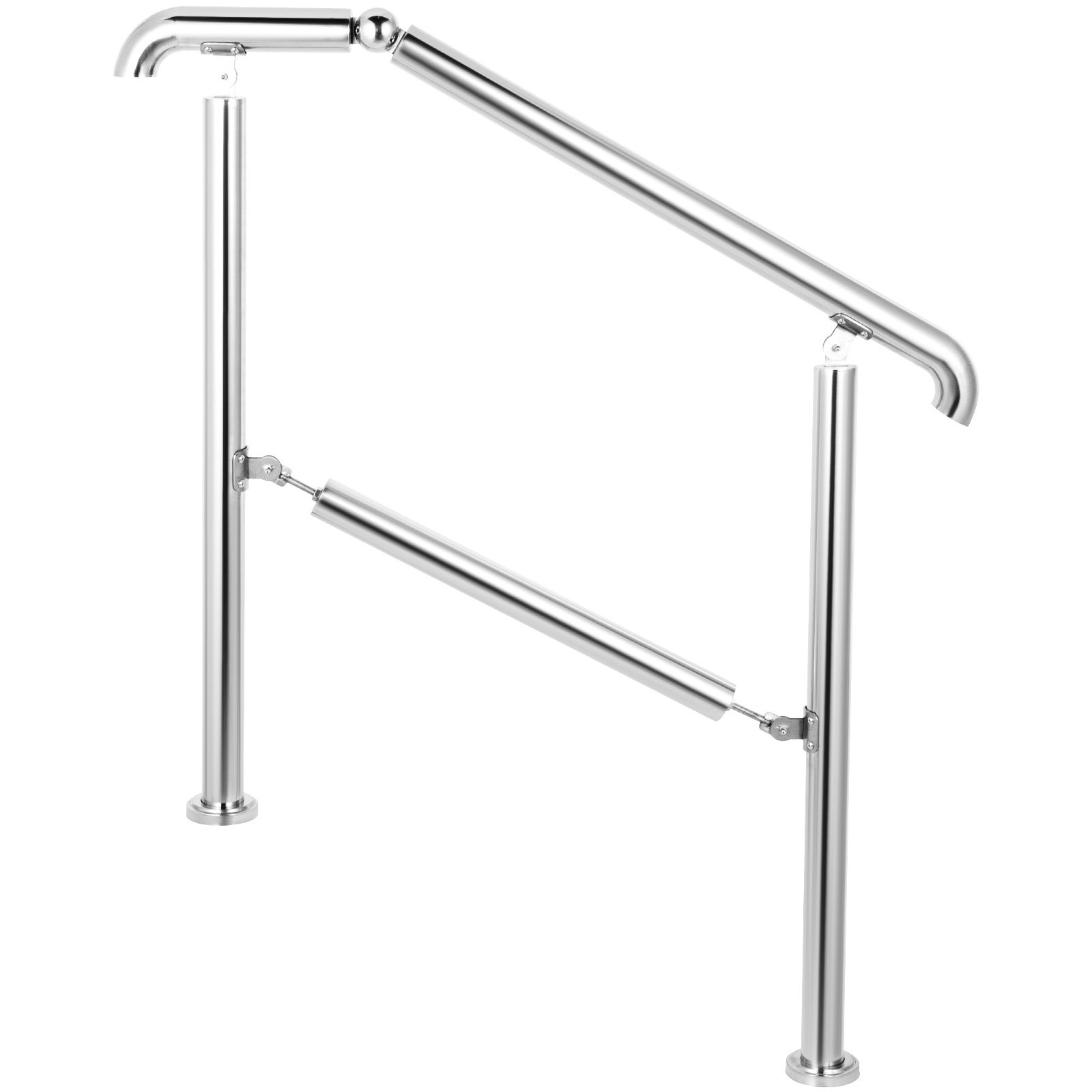 VEVOR Stair Railing for 5 Steps, Stainless Steel Entrance Handrail with Posts, Adjustable Entrance Railing Silver, 1 to 5 Step Railing 1.6 m, Angle Adjustable Stair Railing for Outdoor and Indoor Use