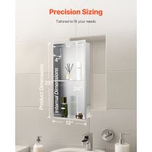 VEVOR Duschnische, 10,16x33,02x63,5 cm, doppellagige Wandnische mit ausgehöhlter Trennwand, Shampoo-Aufbewahrungs-Organizer aus Edelstahl, Duschregal, silberfarben für Badezimmer