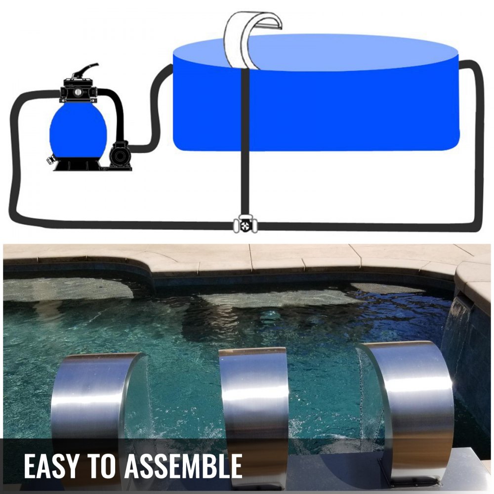 Vevor Schwalldusche Wasserschwall Edelstahl 304 Poolfontäne Pool Schwimmbad