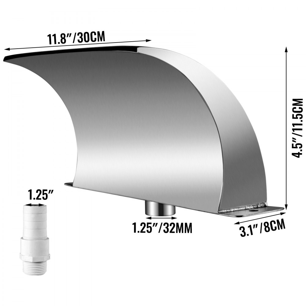 Vevor Schwalldusche Wasserschwall Edelstahl 304 Poolfontäne Pool Schwimmbad