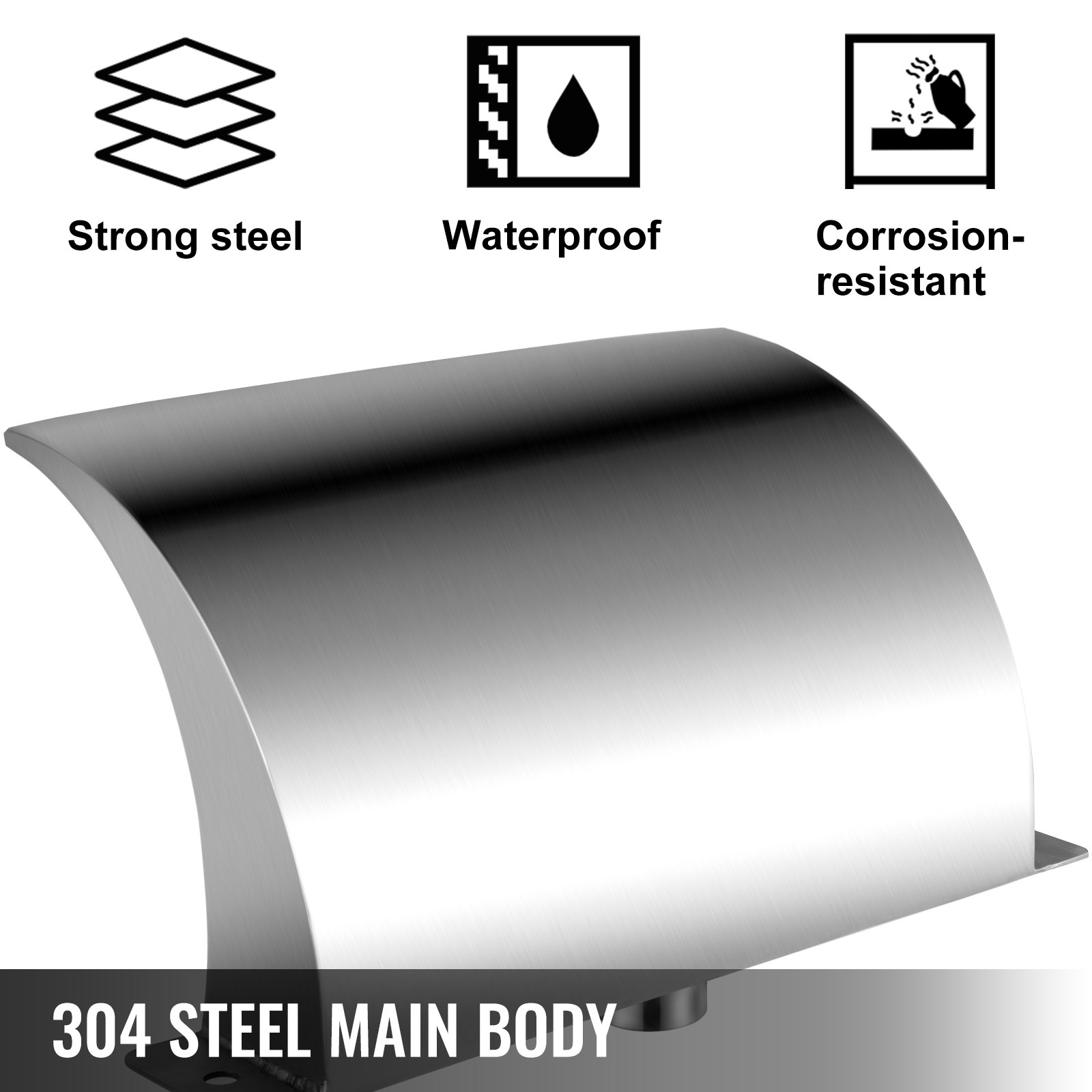 Vevor Schwalldusche Wasserschwall Edelstahl 304 Poolfontäne Pool Schwimmbad