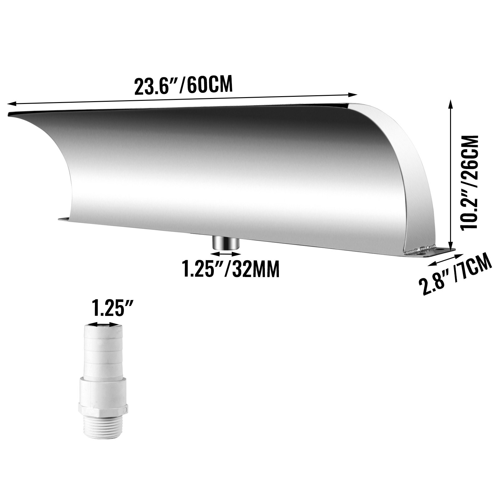 Vevor Schwalldusche Wasserschwall Edelstahl Poolfontäne Unterer Wassereinlass