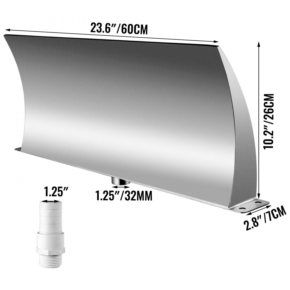 Vevor Schwalldusche Edelstahl Pool Wasserschwall Schwallbrause φ 32mm Brunnen