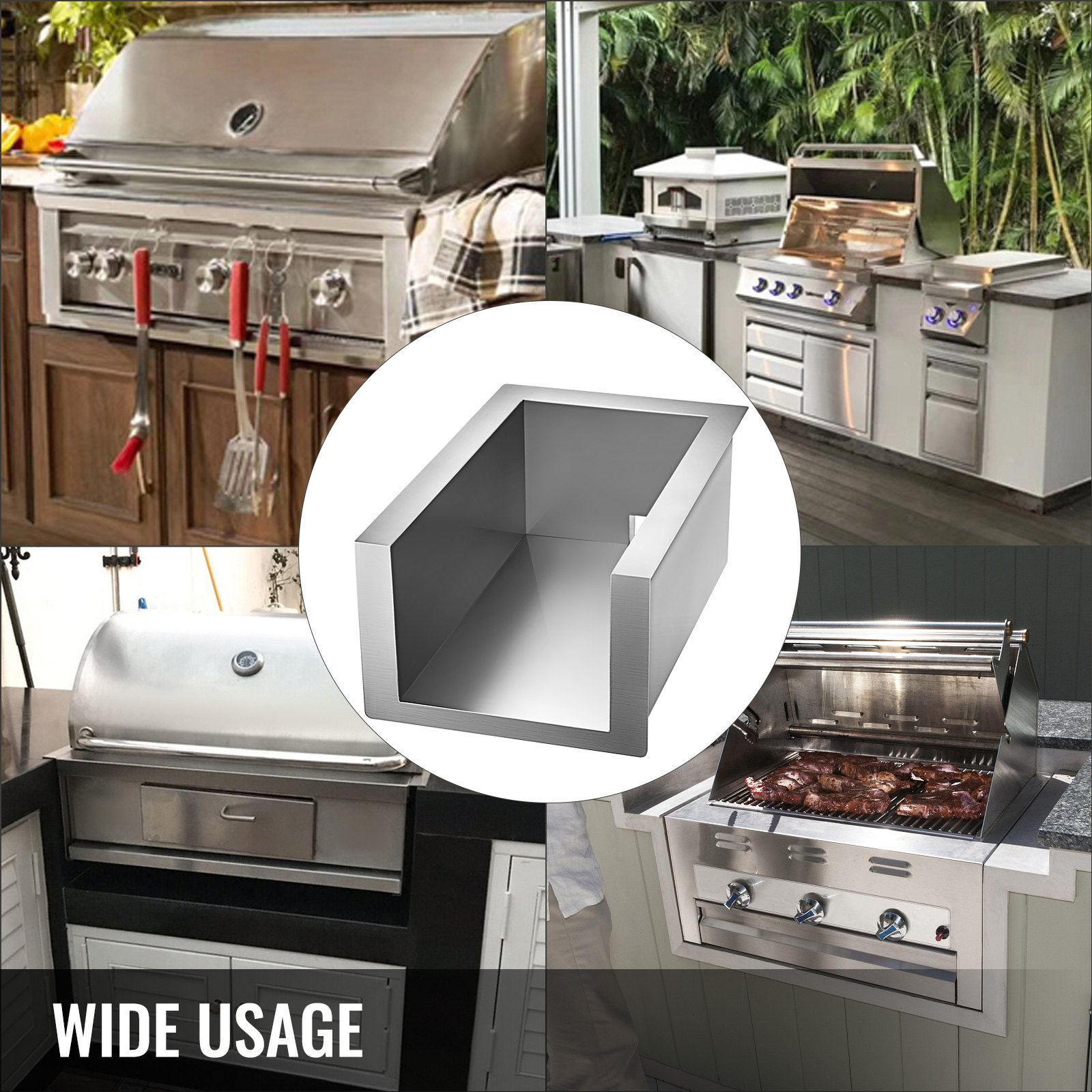 VEVOR Edelstahl für Grill BBQ, Zubehör für Kühlergrill Grill Gas an Kohle Fleisch für Raucher Rauchen Das Original Edelstahl Brennerabdeckung Flammenblech, Flammenverteiler für Gasgrill Brennerschutz