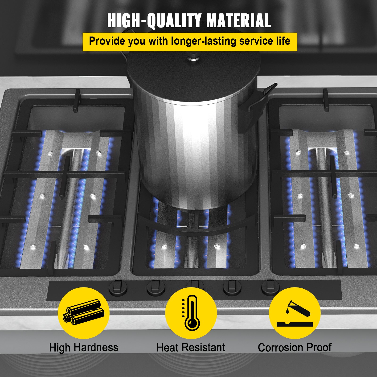 VEVOR Universal Edelstahl Gasgrill Brenner 550 x 175 x 60 mm, Gasgrill Ersatzbrenner für AUSSIE, Cal Flame BLAZE, BULL, JENN AIR, NEXGRILL, Gasgrill Brenner Rohr Brennerrohr Grillbrenner 3 Pack