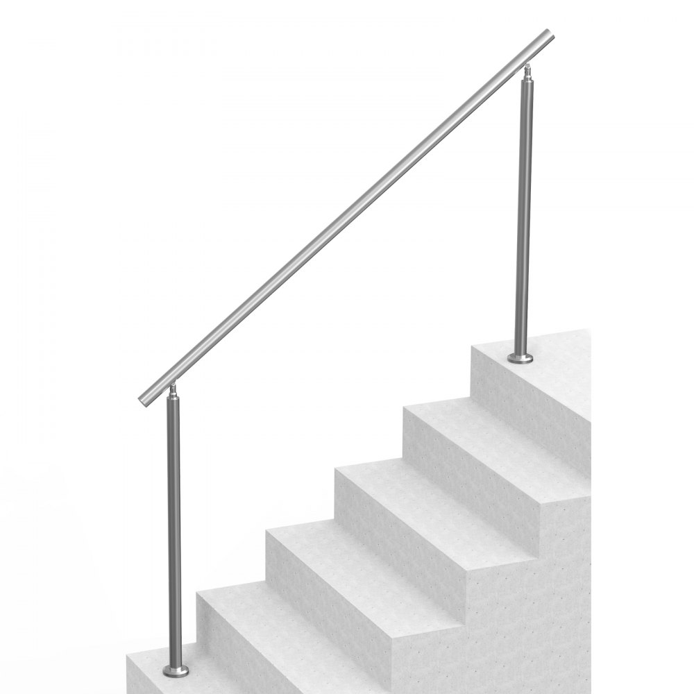 VEVOR Handläufe für Außentreppen, 180 cm langes Treppenhandlauf-Set, Übergangsgeländer aus Edelstahl mit Montagesatz, doppelsäulige Treppenhandläufe für Senioren, Veranda und Terrasse