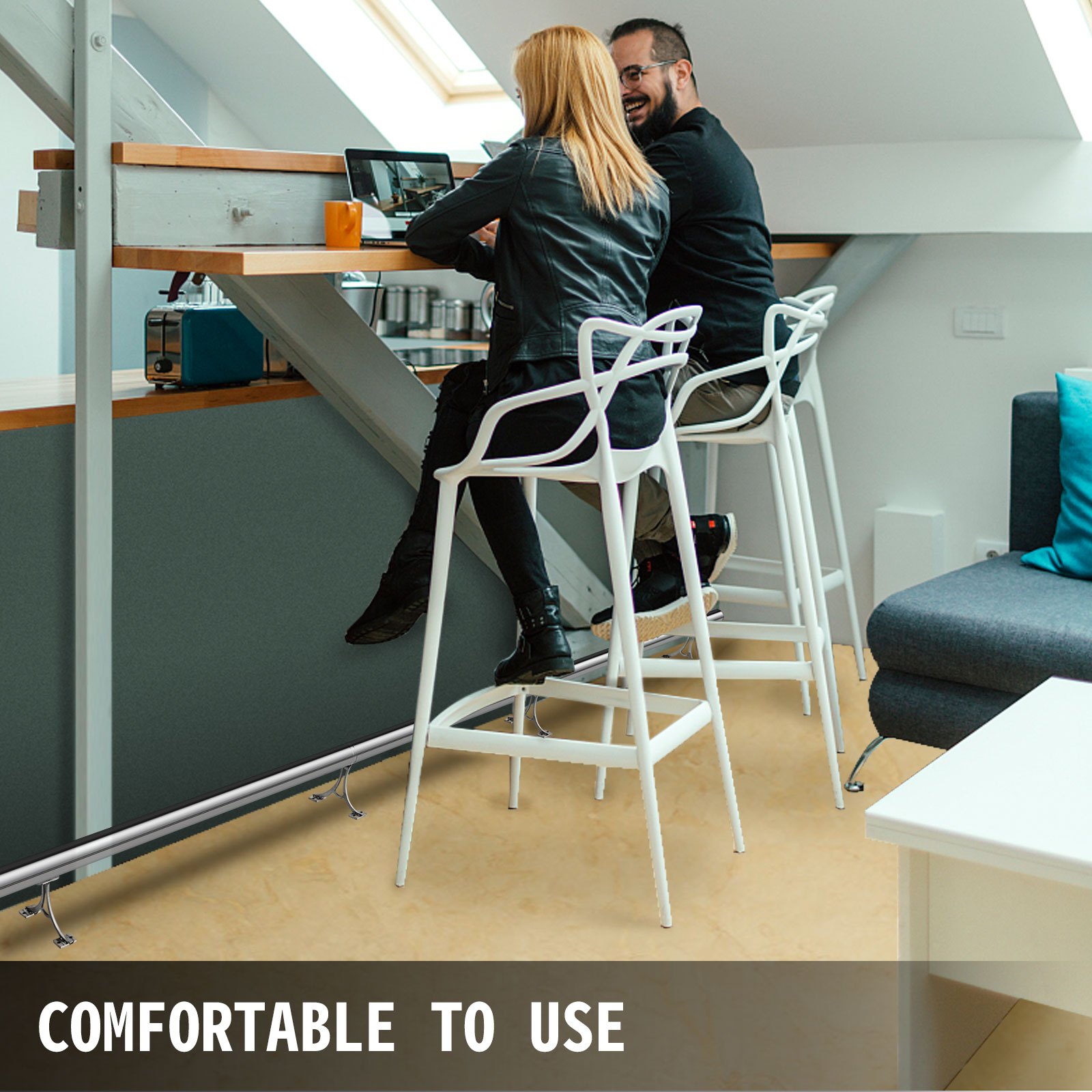 Fußstütze Bar foot rail Set 274 cm Edelstahl Bodenmontage Fußauflage für Bars Restaurants