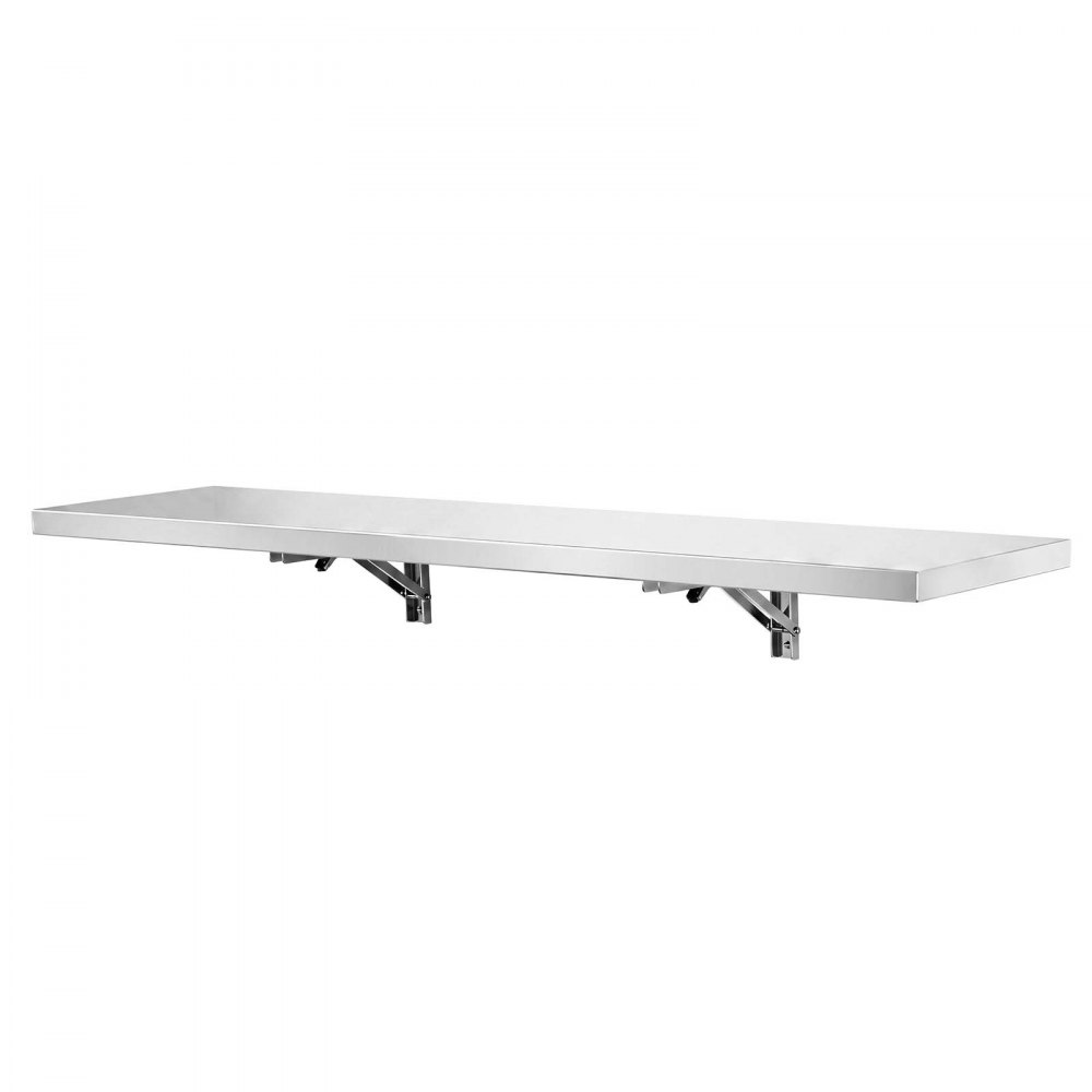 VEVOR Wandregal 136 kg 305 x 1219 mm Klappbares Edelstahlregal für Großküchen Private Küchen Servierwagen und Garagen, Wandmontage Regal mit Verstärkten Halterungen und Glatter Oberfläche