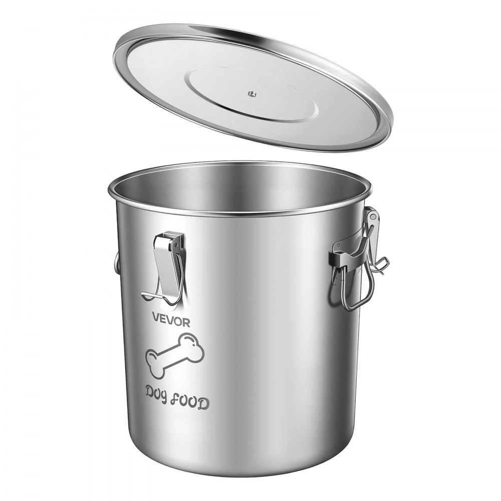 VEVOR Futtertonne Hunde 20 L Edelstahl Tierfutterbehälter für Haustiere Ideal für Wohnzimmer und Küche, mit Metallgriffen, Silikonring, Rostbeständigkeit Polierter Oberfläche und Luftdichtem Deckel