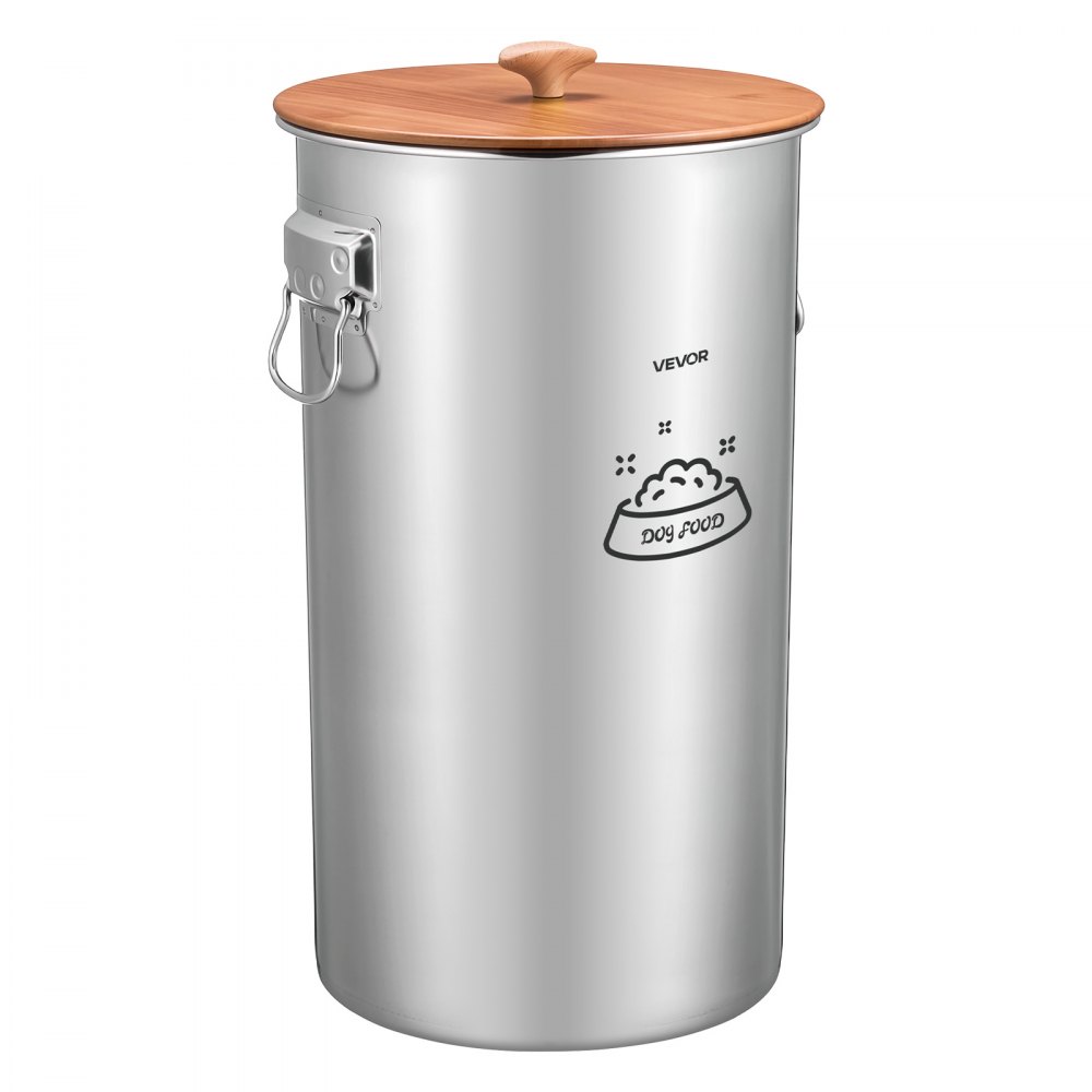 VEVOR Futtertonne Hunde 35 L Edelstahl Tierfutterbehälter für Haustiere Ideal für Wohnzimmer und Küche, mit Metallgriffen, Silikonring, Rostbeständigkeit Polierter Oberfläche und Luftdichtem Deckel