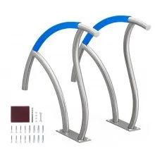 VEVOR Pool-Handlauf, 2 Stk., 1395 x 810 x 100 mm, Pooleinstieg Edelstahl mit Grundplatte für Innen-/Außenpools, Einstieghilfe für Schwimmbäder, Haltegriff mit Griffabdeckung & Zubehör für Spas