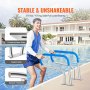 VEVOR Pool-Handlauf, 805 x 100 x 585 mm, Pooleinstieg Edelstahl mit Grundplatte für Innen-/Außenpools, Einstieghilfe für Schwimmbäder, rostfreier Haltegriff mit Griffabdeckung & Zubehör für Spas