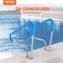VEVOR Pool-Handlauf, 2 Stück, 1220 x 905 x 100 mm, Pooleinstieg Edelstahl mit Grundplatte für Innen-/Außenpools, Einstieghilfe für Schwimmbäder, Haltegriff mit Griffabdeckung & Zubehör für Spas