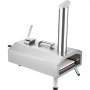 VEVOR Tragbarer Outdoor-Ofen, 12-Zoll-Pizzaofen, Pellet & Chips & Holzkohle Tri-Fuel, Pizzagrill aus Edelstahl, Inkl. Pizzastein, wasserdichter Abdeckung, Schaufel, Ideal für Camping & Garten, Silber