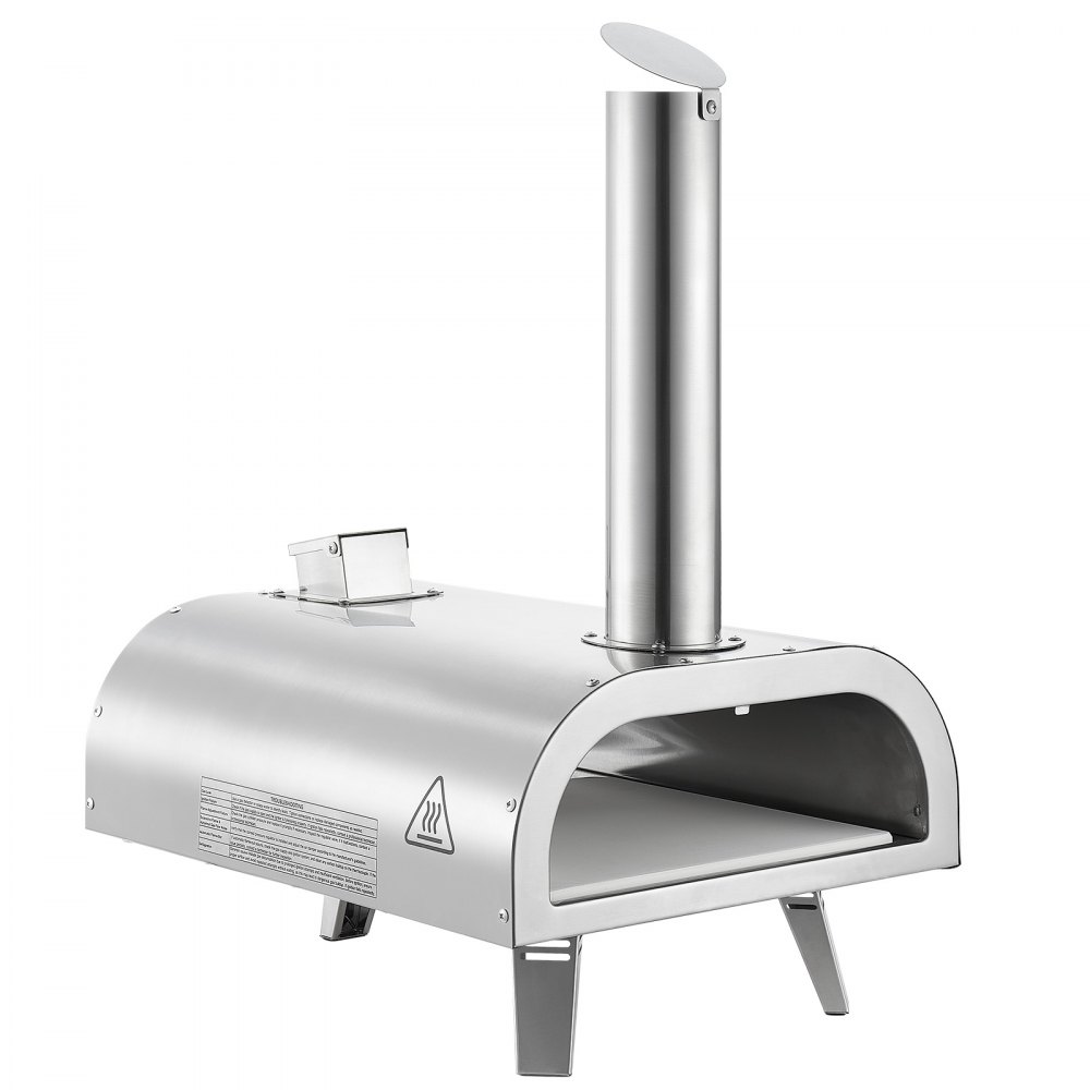 VEVOR Dual-Fuel-Pizzaofen Outdoor, 12 Zoll Holzfeuer & Propangas-Pizzaofen, Pellet- & Propan-Pizzamaker mit Thermometer & klappbarem Bein, Pizzakocher für Camping im Freien & Garten