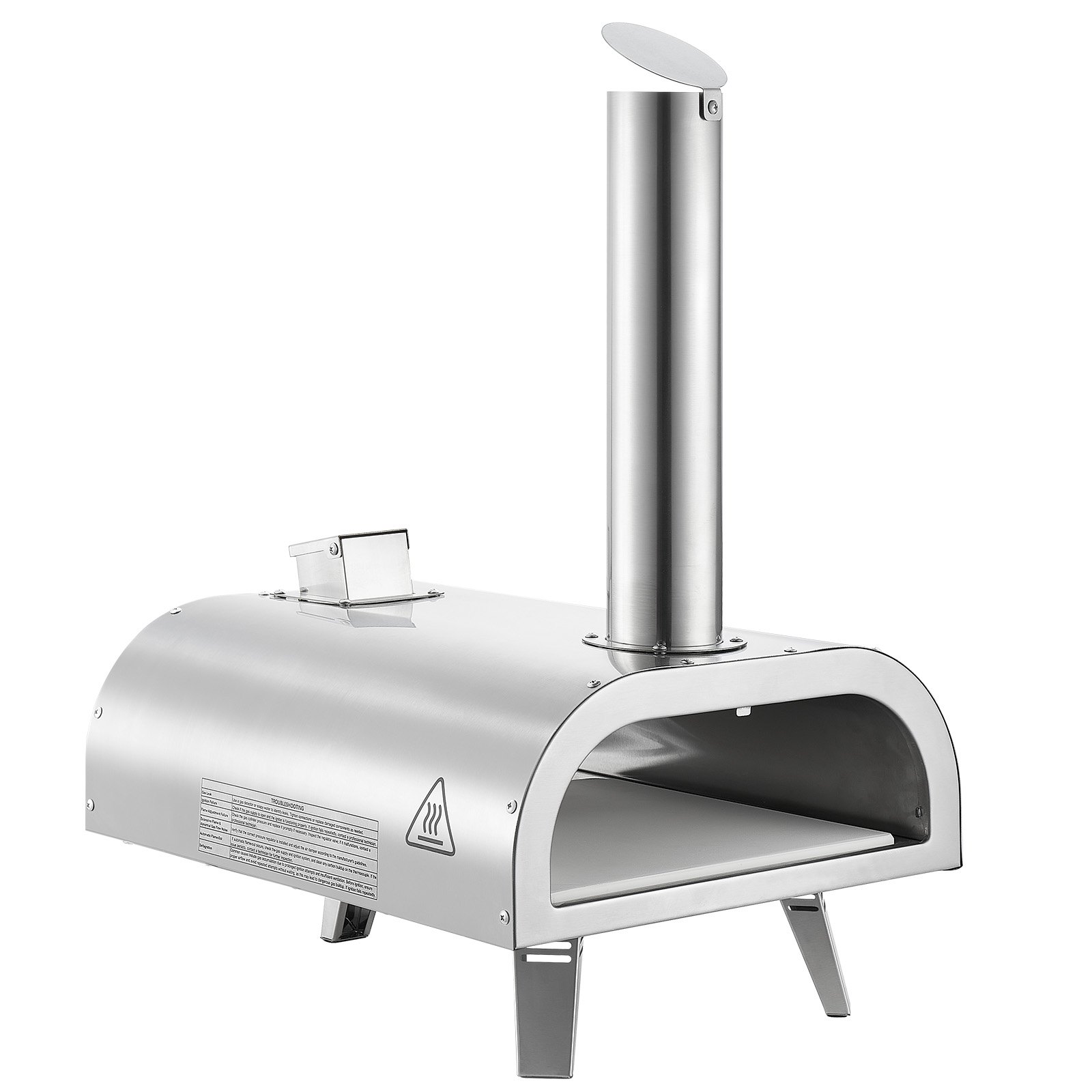 VEVOR Dual-Fuel-Pizzaofen Outdoor, 12 Zoll Holzfeuer & Propangas-Pizzaofen, Pellet- & Propan-Pizzamaker mit Thermometer & klappbarem Bein, Pizzakocher für Camping im Freien & Garten