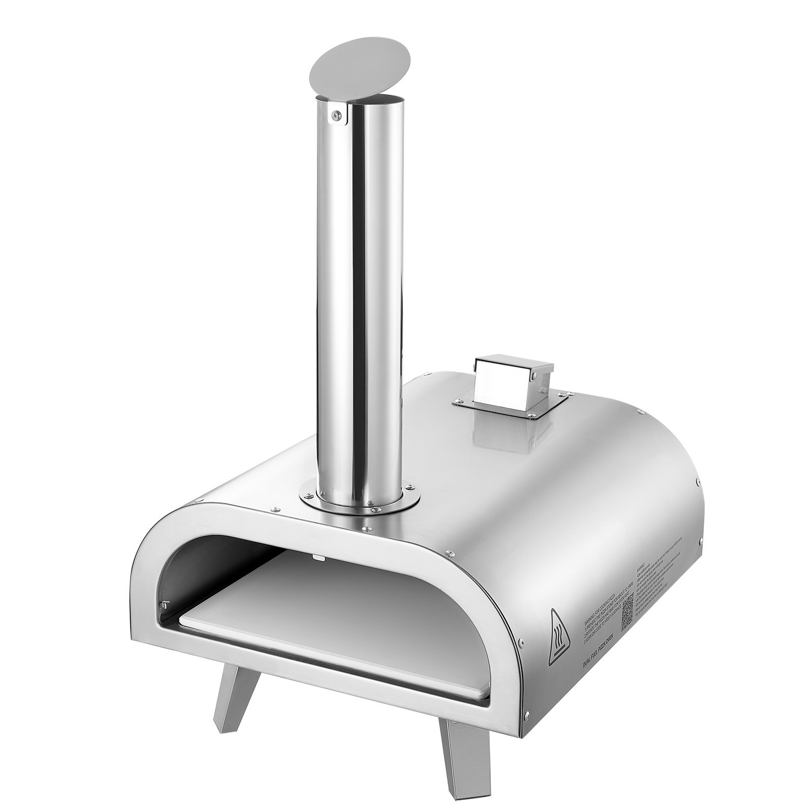 VEVOR Dual-Fuel-Pizzaofen Outdoor, 12 Zoll Holzfeuer & Propangas-Pizzaofen, Pellet- & Propan-Pizzamaker mit Thermometer & klappbarem Bein, Pizzakocher für Camping im Freien & Garten