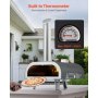 VEVOR Pizzaofen Outdoor 12 Zoll Pellet-Pizzaofen mit eingebautem Thermometer (max. 540 °C) & Schaufel & Tragtasche, tragbarer Pizzamaker für Garten Camping, Silber