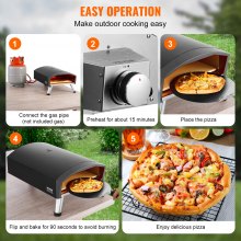 VEVOR Outdoor-Pizzaofen Tragbarer Gasofen Pizzamaker Camping 30cm Party Schwarz