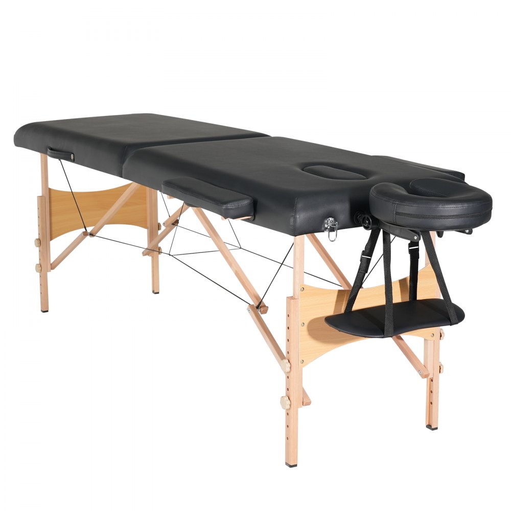 VEVOR Tragbare Massageliege, 60 cm breit, 2 klappbare, leichte Massagetische, 8-stufig höhenverstellbare Salon-Tattoo-Liege, Spa-Tisch mit Kopfstütze, Armlehnen, Handpalette und Tragetasche, 272 kg