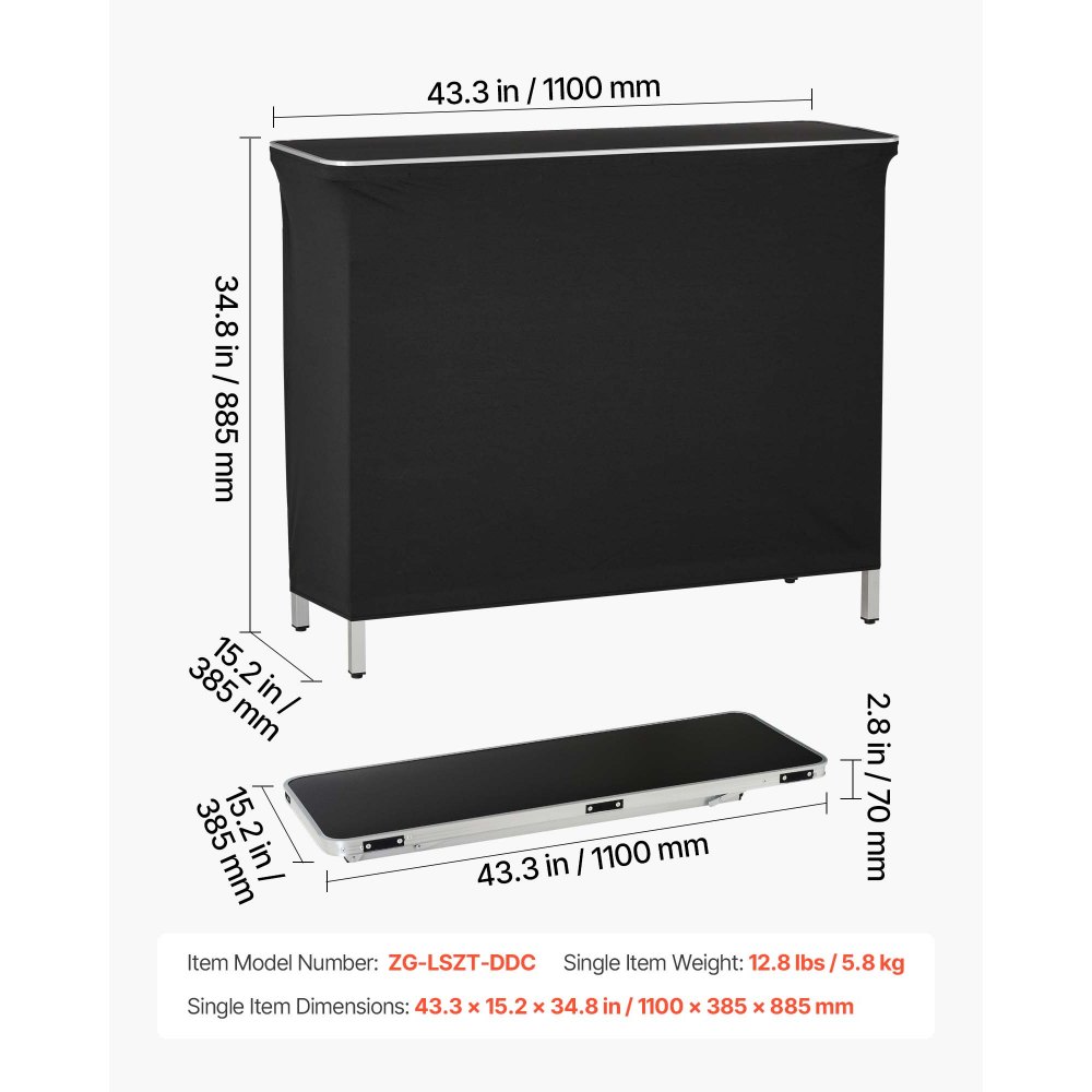 VEVOR Messetheke Klappbar, 1100x385x885 mm, Empfangstheke mit Tragetasche, Ablagefach, Rezeptionstheke, Messestand, Bartisch, Faltbare Mobile Barstation für Veranstaltungen, Partys & Messen