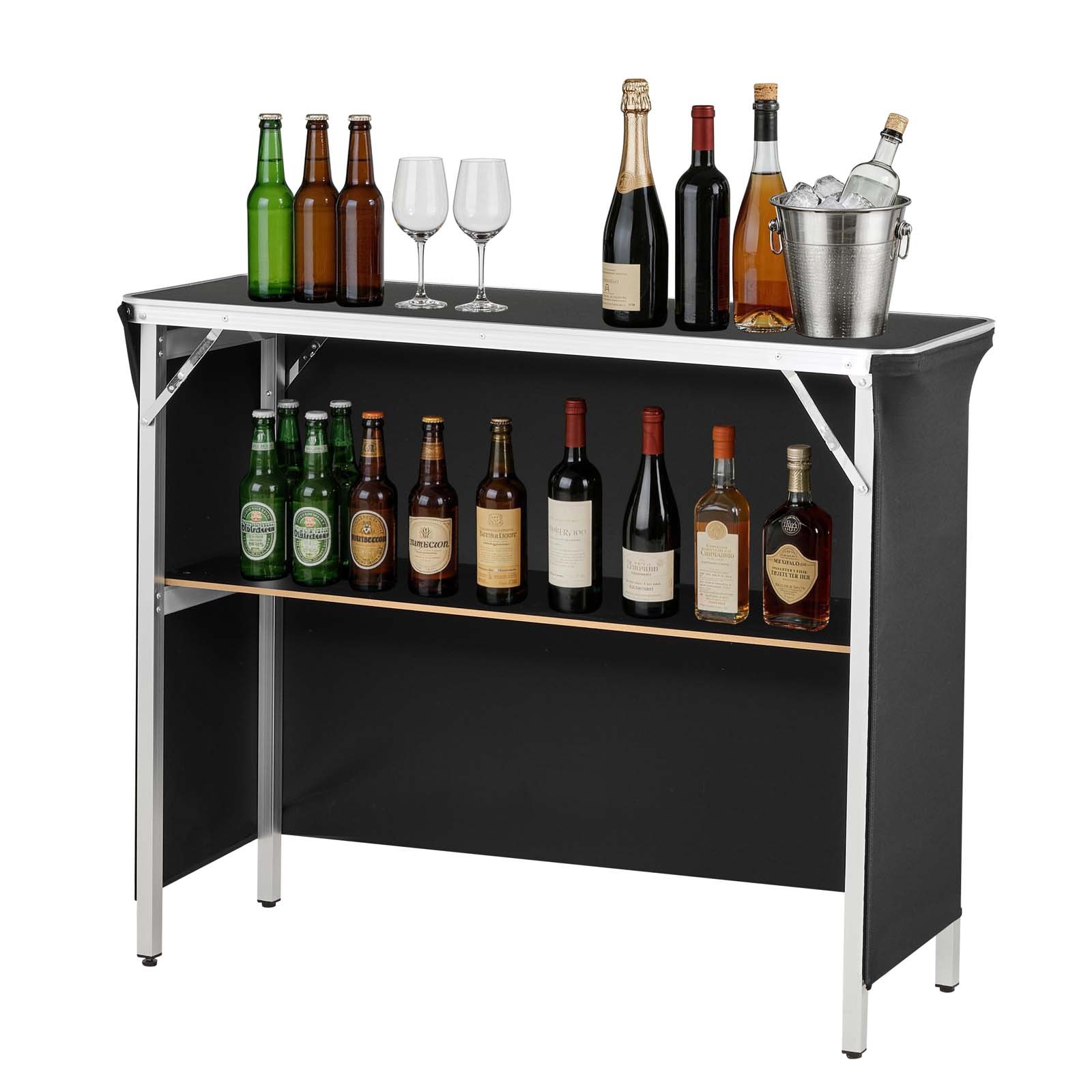 VEVOR Messetheke Klappbar, 1100x385x885 mm, Empfangstheke mit Tragetasche, Ablagefach, Rezeptionstheke, Messestand, Bartisch, Faltbare Mobile Barstation für Veranstaltungen, Partys & Messen