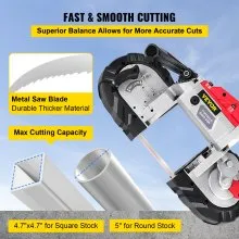 VEVOR Bandsäge 12,7 cm Schnittgröße 1100 W 2,9 A Sägeband Stahl, Eisensäge 200 cm Kabel 6 Stufe Geschwindigkeit Metallbandsägemaschine, Bandsäge für anspruchsvolle Anwender, Eisensäge 55 × 17 × 29 cm