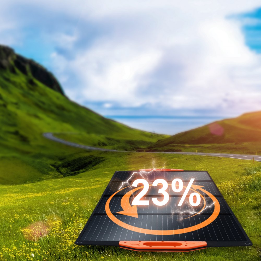 VEVOR 120W Solarpanel faltbar 12V monokristallinen Solarmodul 6,66A Solaranlage Umwandlungsrate von 23% Inkl. 2x USB-Schnellladeanschlüsse (QC3.0), Typ-C-Anschluss, 18-V-Gleichstromausgang