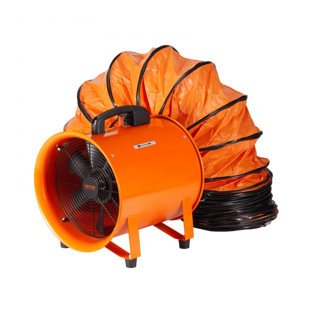 VEVOR Bauventilator 145-W-AC-Motor Baugebläse 2900 U/min Baulüfter Gebläse 481 L/s (1020 CFM) Axiallüfter mit 8 m Schlauch Axialgebläse 79 dB Geräuschpegel Industrielüfter