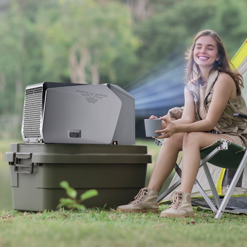 VEVOR Tragbare Klimaanlage, 5000 BTU, 3-Gang-Klimagerät mit 24-Stunden-Timer, Kühler, einstellbar von 16–32 °C, kompatibel mit AC/DC, Camping, Wohnmobile oder Heimgebrauch, grau, 320x580x346 mm