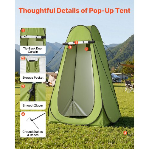 VEVOR Tragbare Campingtoilette 150 kg Belastbar, Mobile Toilette Faltbar, Reisetoilette mit Tragetasche & Müllbeuteln & Aufklappbarem Sichtschutzzelt,