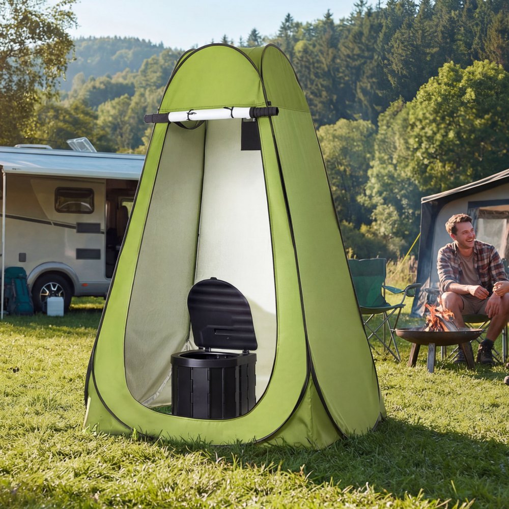 VEVOR Tragbare Campingtoilette 150 kg Belastbar, Mobile Toilette Faltbar, Reisetoilette mit Tragetasche & Müllbeuteln & Aufklappbarem Sichtschutzzelt, Geeignet für Wohnmobilreisen Camping Wandern