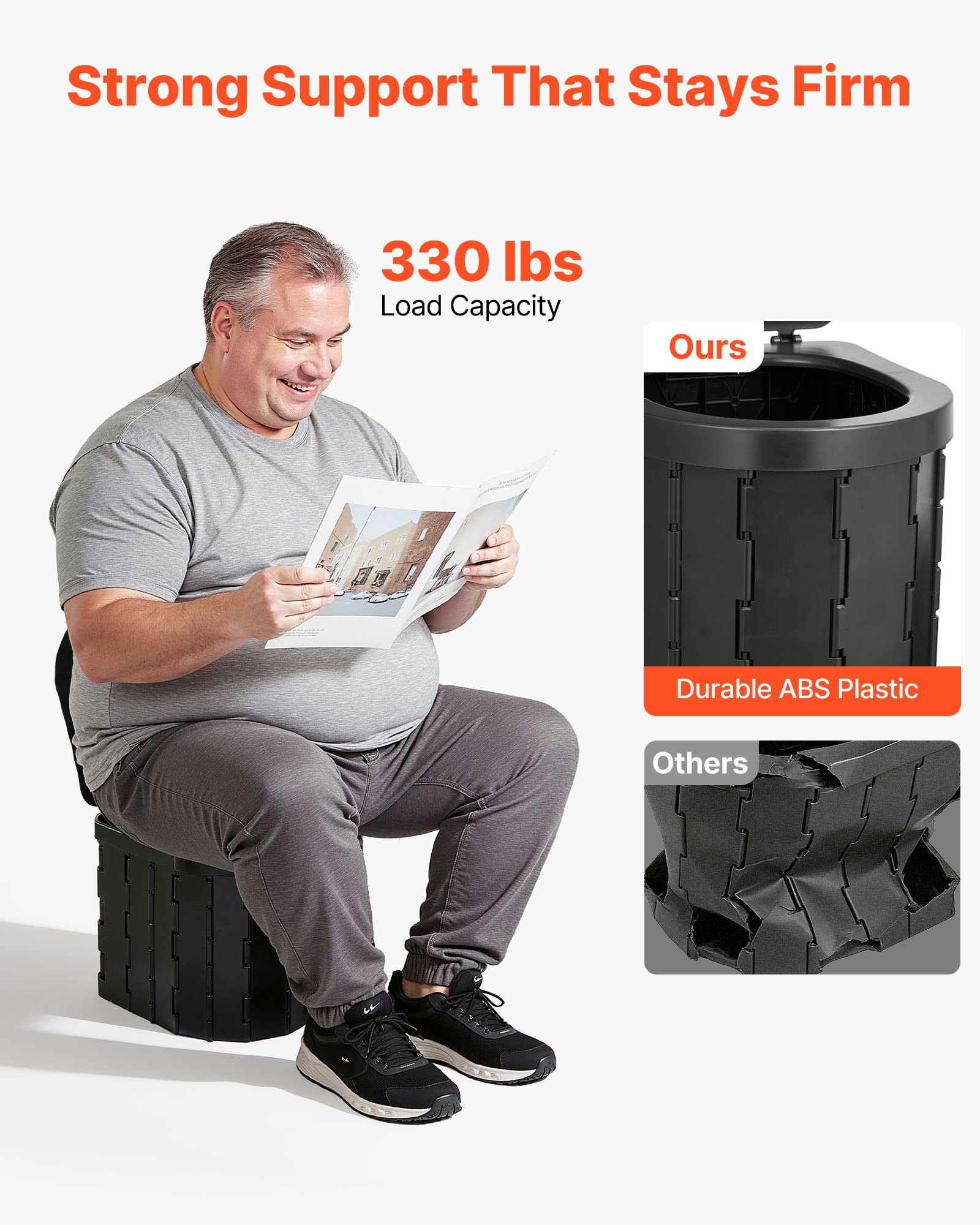 VEVOR Tragbare Campingtoilette 150 kg Belastbar, Mobile Toilette Faltbar, Reisetoilette mit Tragetasche & Müllbeuteln & Aufklappbarem Sichtschutzzelt, Geeignet für Wohnmobilreisen Camping Wandern