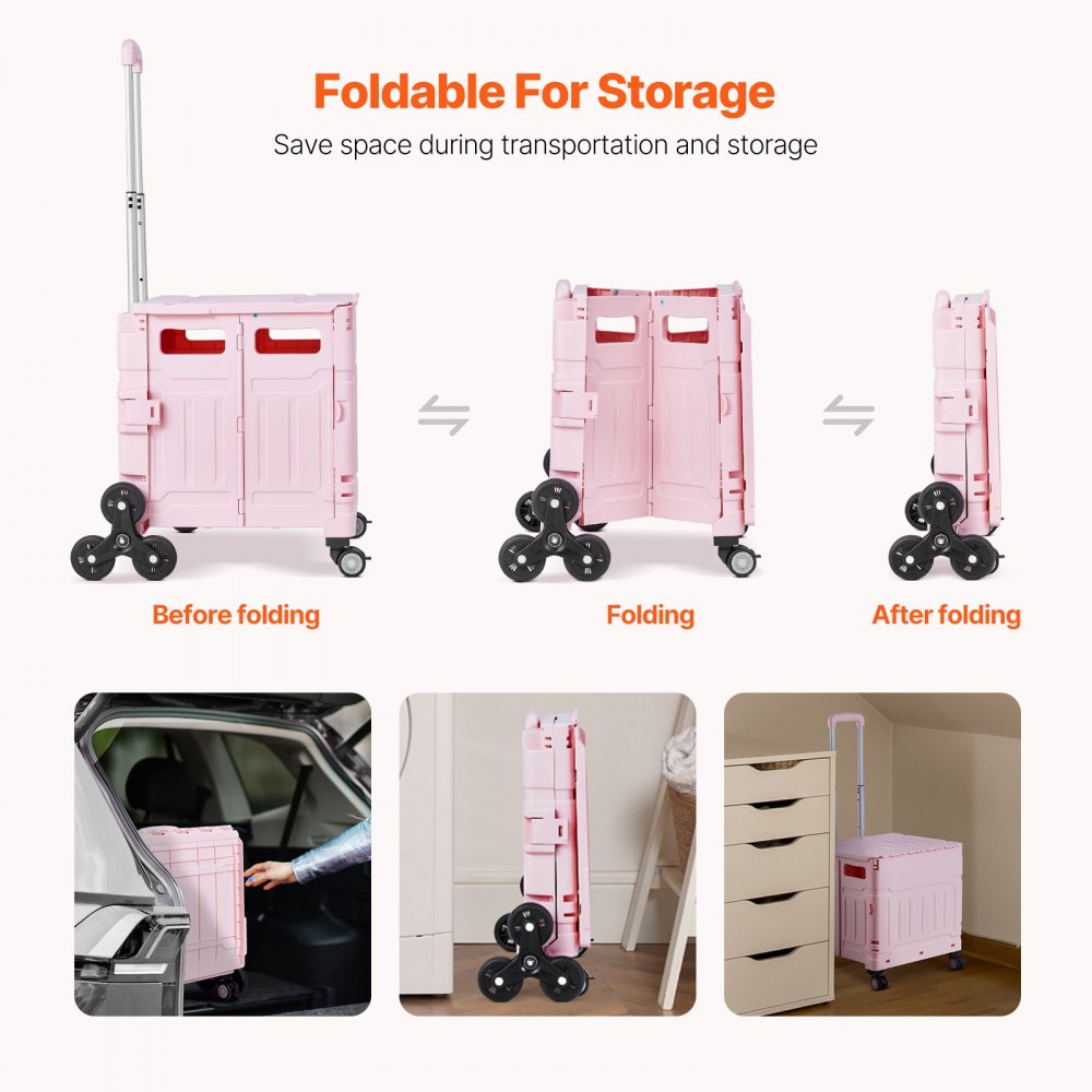 VEVOR Shopping Trolley, Foldable, Collapsible Aluminum Shopping Cart for Stair Climbing with 2 Wheels, Portable Stairlift Chair, Ambulance Trolley, Shopping Trolley for the Elderly and Disabled