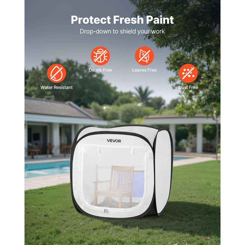 VEVOR tragbares Lackierkabinenzelt (40,5x40,5x43 cm Arbeitsbereich) Pop-Up-Sprühfarbenzelt für Sprühmalerei, wasserfeste Farbkabine für kleine Modelle Skulpturen Vasen Bilderrahmen Pop-Up-Design