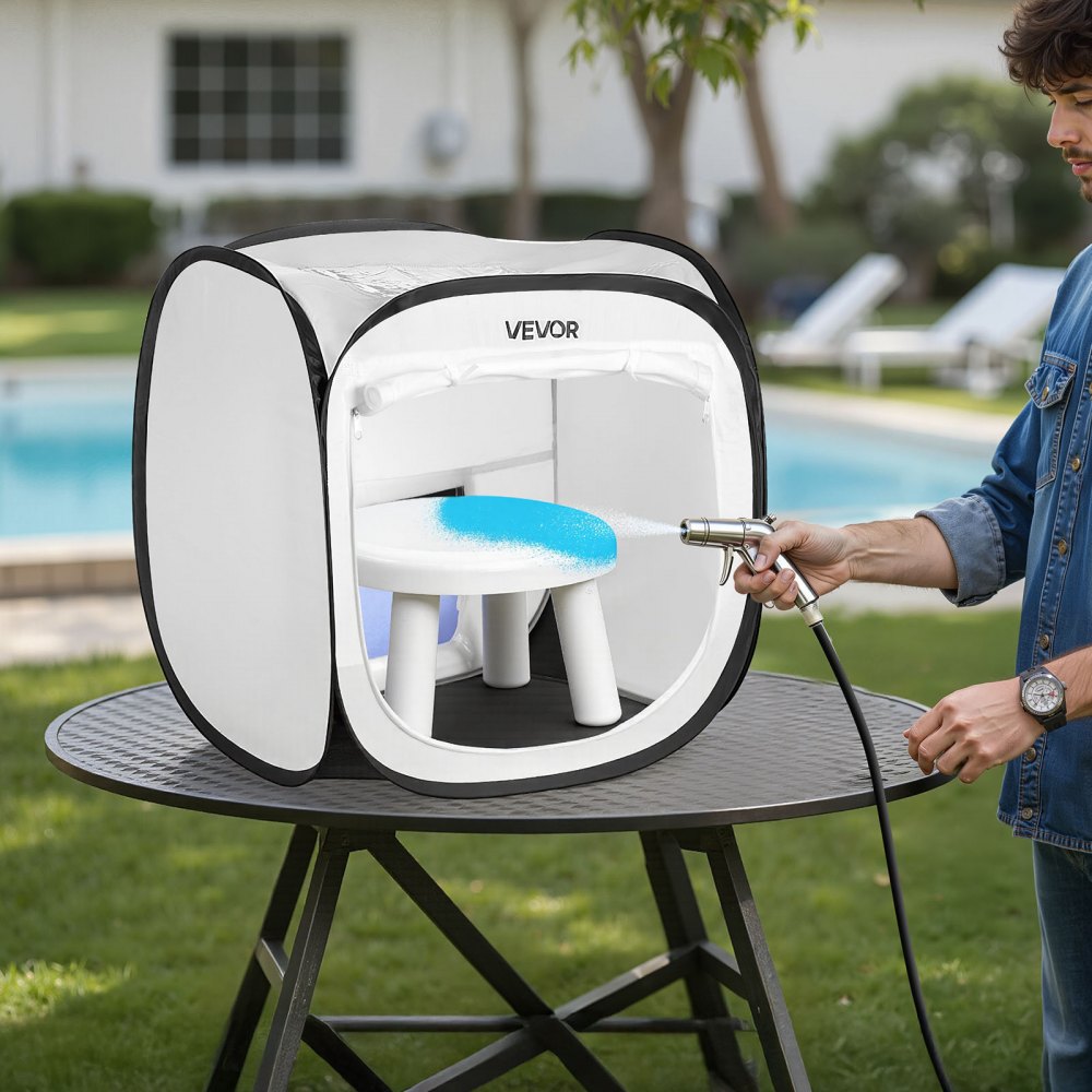 VEVOR tragbares Lackierkabinenzelt (40,5x40,5x43 cm Arbeitsbereich) Pop-Up-Sprühfarbenzelt für Sprühmalerei, wasserfeste Farbkabine für kleine Modelle Skulpturen Vasen Bilderrahmen Pop-Up-Design