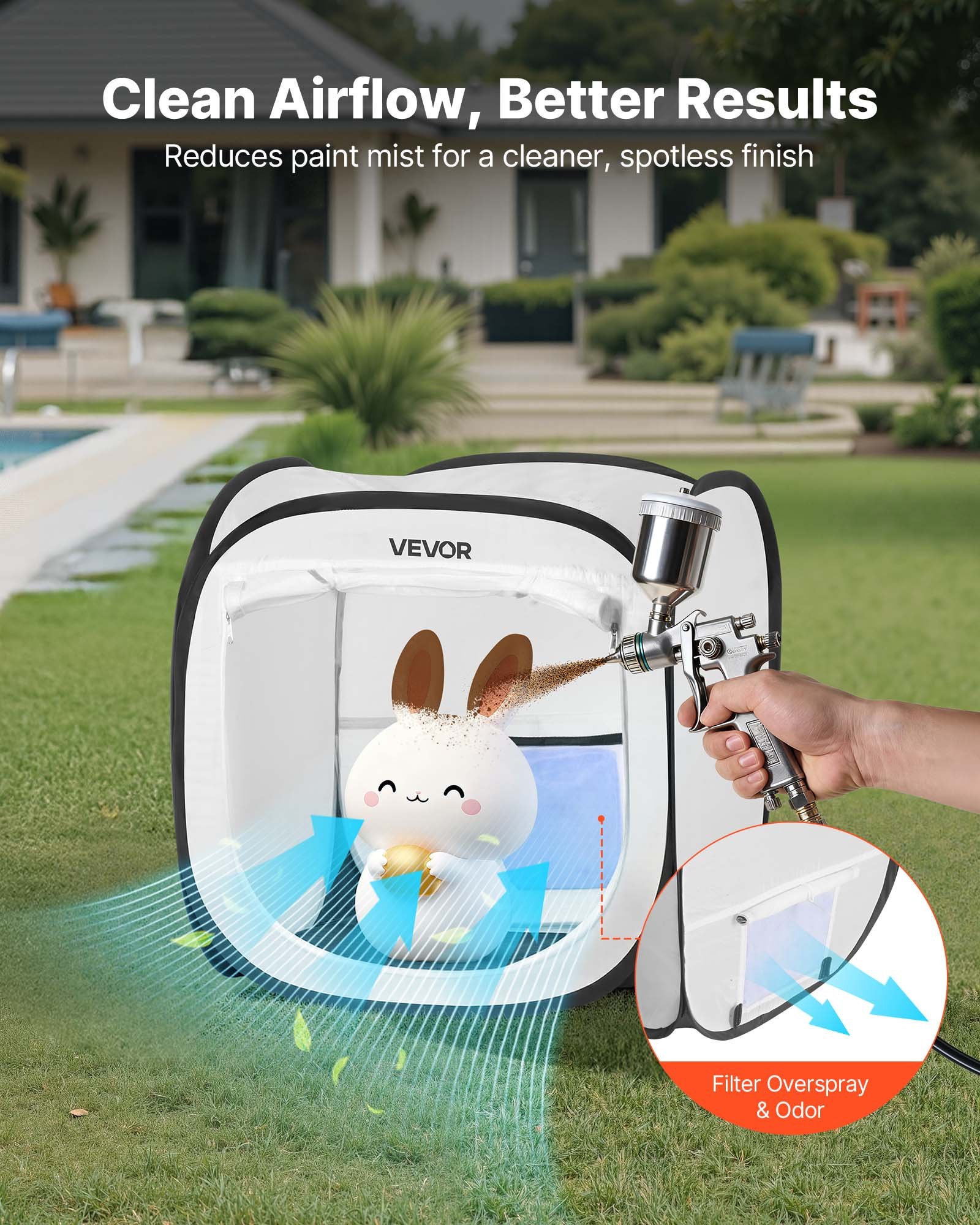 VEVOR Portable Paint Booth Tent, 405 x 405 x 430mm Pop-Up Portable Spray Paint Tent with Mesh Door, Spray Painting Tents for Small Models, Sculptures, Photo Frames, Pop-Up Design, Water-Resistant